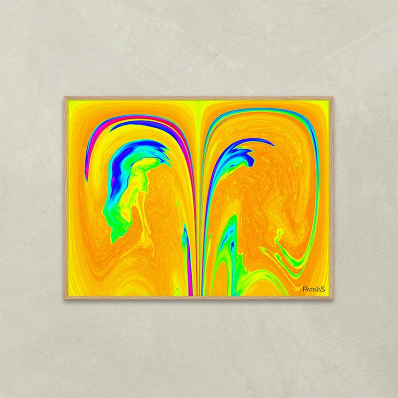 Magmos by PatrisS, horizontal poster, light wood frame.