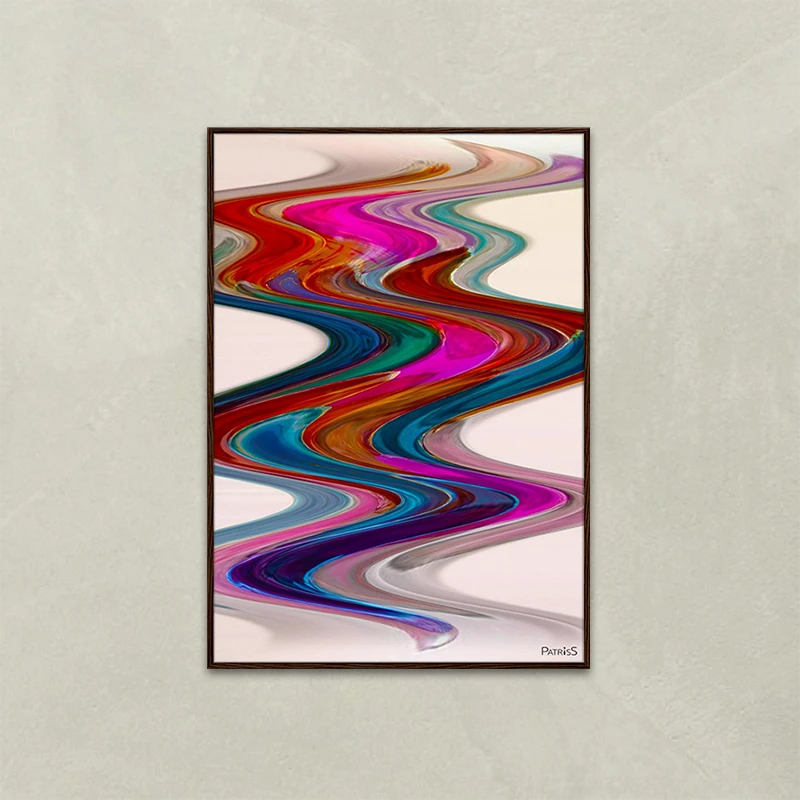 New Wave by PatrisS, vertical poster 70x100, dark wood frame.