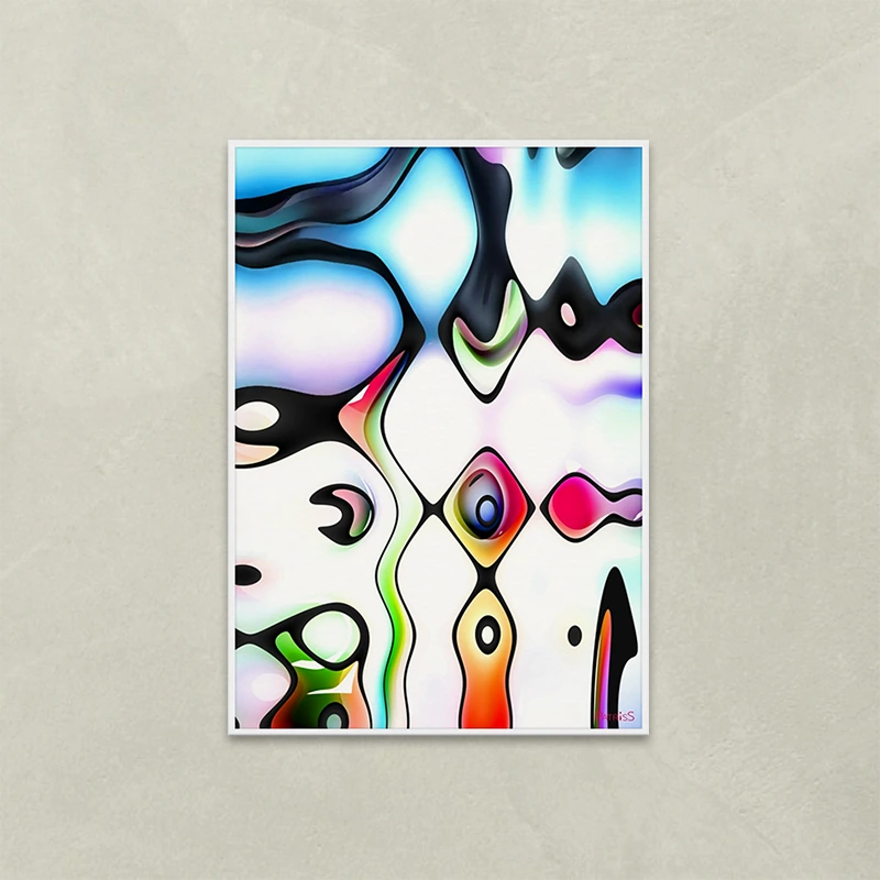 Q-Bist by PatrisS, vertical poster 70x100, white wood frame.