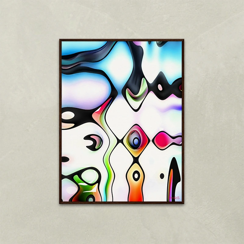 Q-Bist by PatrisS, vertical poster, dark wood frame.