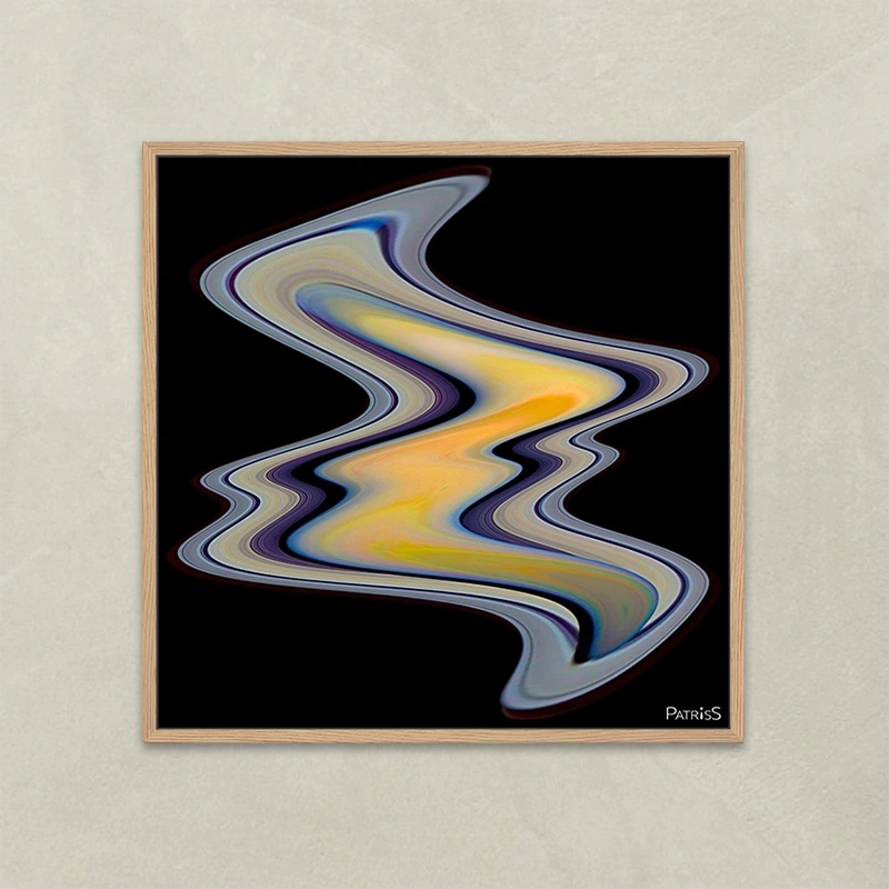 Salvador Saturn by PatrisS, square poster, light wood frame.