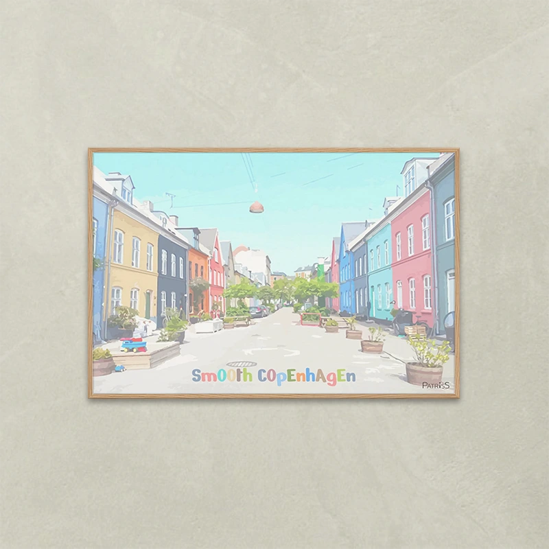 Smooth Copenhagen 1 by PatrisS, horizontal poster, light wood frame.