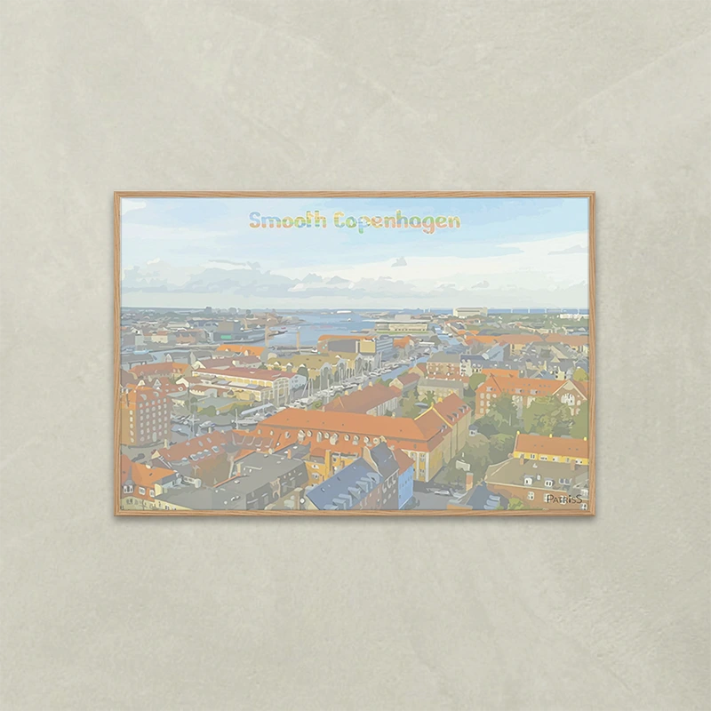 Smooth Copenhagen 2 by PatrisS, horizontal poster, light wood frame.