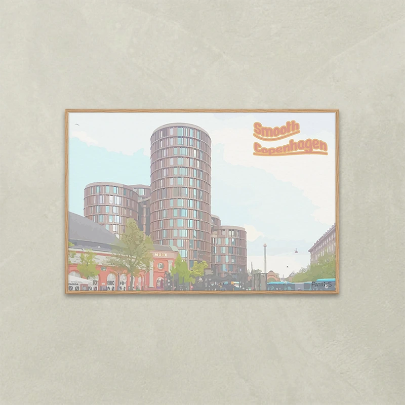 Smooth Copenhagen 3 by PatrisS, horizontal poster, light wood frame.