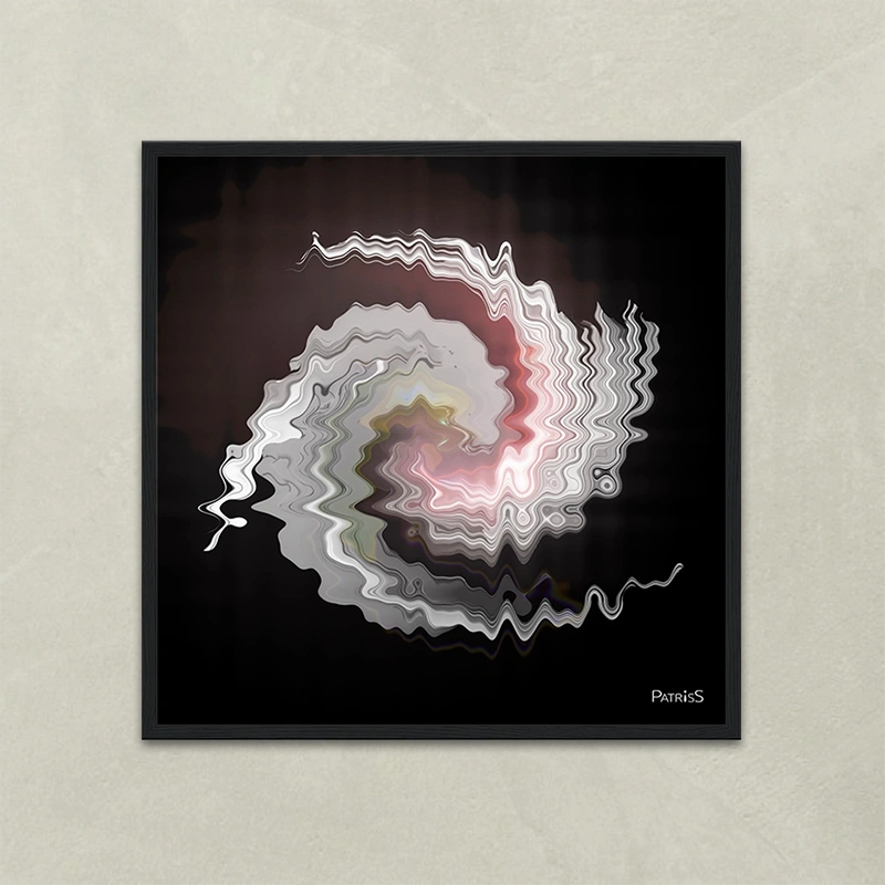 Twistsmog by PatrisS, square poster, black wood frame.