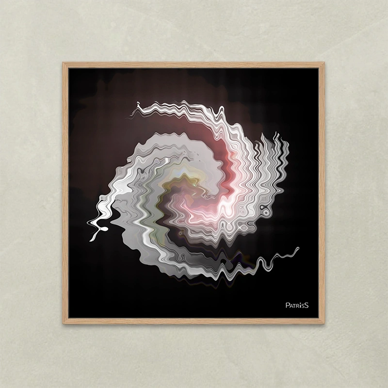 Twistsmog by PatrisS, square poster, light wood frame.